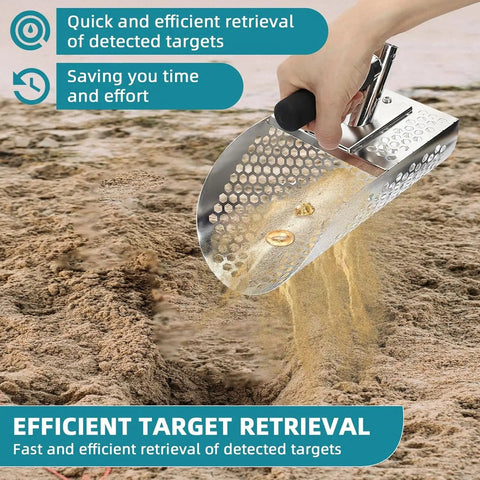 Sand Scoop For Metal Detecting And Treasure Hunting Stainless Steel Shovel With Adjustable Length Underwater Beach Dig Gear