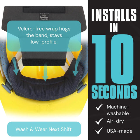 Extreme Sweat Absorbing Hard Hat Liner Sweatband with quick dry cooling and washable inner band installation instructions