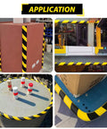 Hella Durable Foam Wall Corner Guards 197 Inches Yellow Black Stripes protecting warehouse corners and edges from collisions.