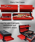 4 Piece Magnetic Tool Tray Set With Red Metal Trays And Strong Magnets For Van Workshop Storage And Garage Toolbox Organization