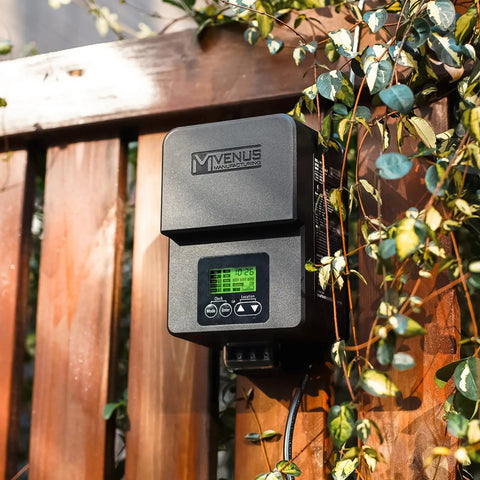 Outdoor Low Voltage Transformer 300W With Astronomical Timer And Built In Photo Sensor For Landscape Lighting mounted on fence