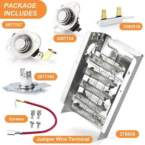 Dryer Heating Element Replacement Kit With Thermal Fuse And High Limit Thermostat Pro Grade Easy Install Replaces AP3094254