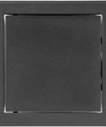 Heavy Hitter Six By Six Inch Galvanized Steel Service Door Featuring Tight Click Hinges And Stealth Anthracite Plate, black finish.