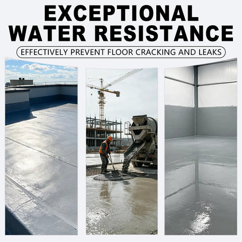 Heavy Duty Polymer Cement Concrete Waterproof Coating Stops Leaks Cold On Roofs And Basements Fast Drying Crack Resistant Formula Blocks Moisture Perpetually 16 Oz Tough Masonry Sealant applied on roof and fresh cement being poured.