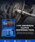 Close-up of 11 Piece Universal Clutch Alignment Tool Kit for Cars Light Trucks and SUVs in use and case opened