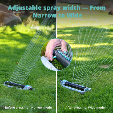 Beefy Heavy Duty Oscillating Sprinkler With 18 Hole Nozzle Zinc Alloy Base Adjustable Flow Control And Spray Width For Lawn Garden Yard Irrigation