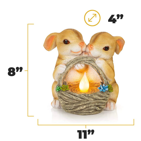 Solar Powered LED Outdoor Bunny Garden Light Statue For Yard And Lawn Decor Cute Rabbit Statue With Lit Night Glow