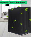 Premium True HEPA Replacement Filter Kit With Four Carbon Prefilters For Your Air Purifier Odor Free And Easy To Install Save Money With This Budget Friendly Replacement Set Fits 115115 Size 21 showing activated carbon pre-filters in modern room.