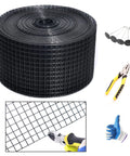 Solar Panel Guard Roll Kit With Half Inch PVC Coated Critter Netting 6 Inch By 100 Foot Black with clips, scissors, gloves