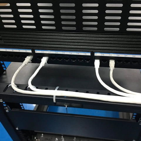 Two Pack 1U Horizontal 19 Inch Rack Mount Cable Management Bracket Cross Bar Panel Black For Network Cabinets And Server Racks Keeps Cables Tidy
