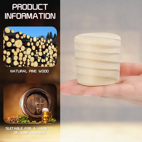 Two Inch Oak Wood Barrel Bung Stopper Set For Wine Whiskey And Beer Bottles Durable Cork Plug Stopper 2 Pack for tight seals