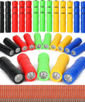 60 Pack 9 LED Handy Mini Flashlights With Lanyards AAA Batteries Included Bulk Set displayed in fresh colors