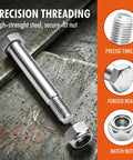 0.98 Inch Mini Excavator Bucket Pins 25mm Grade 10.9 Steel Dual Length Precision Engineering for Precise Fitment in Mini Excavator Linkage Systems for Easy Install and Maximum Durability, threaded steel pin with lock nut