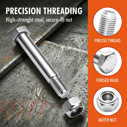 0.98 Inch Mini Excavator Bucket Pins 25mm Grade 10.9 Steel Dual Length Precision Engineering for Precise Fitment in Mini Excavator Linkage Systems for Easy Install and Maximum Durability, threaded steel pin with lock nut