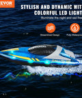Remote Control Boat for Pools and Lakes Perfect Racing Boat for Kids and Adults LED Night Light 2 Rechargeable Batteries