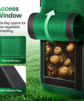 Close-up of roll-up window on Five Pack 7 Gallon Fabric Potato Grow Bags With Handles And Roll Up Windows For Easy Harvests