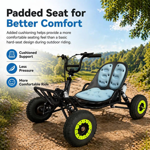 63cc Gas Off Road Go Kart For Kids Teens And Adults With High Handlebar For Extra Legroom Padded Seat Throttle Limiter Black