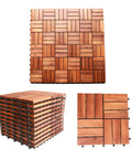 Teak Interlocking Patio Deck Tiles Set of 10 12 Inch by 12 Inch Outdoor Wood Flooring Mats for Porch Patio or Indoor Shower Area Super Easy Install Anti Slip Under One Inch Thick