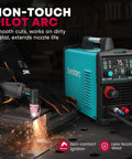 Dual Voltage Pilot Arc Plasma Cutter for Home Workshop with LED display in use cutting metal, showing non-touch pilot arc.