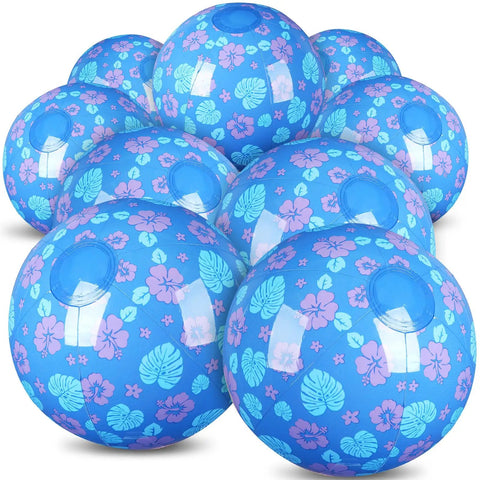 Hawaiian Leaves 12 Pack Inflatable Beach Balls 7.87 Inch For Pool And Beach Games Kids Party Favors Birthday Gifts Summer Fun Classroom Decor