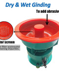 Close-up of Pro Tech 60 Liter Electric Vibratory Tumbler with filter screen for wet and dry grinding use.