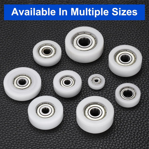 Buttery Smooth Rolls No Sweat Setup Heavy Duty Nylon Bearing Pulleys, various sizes white pulleys with metal bearings.