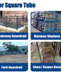 Tough As Nails 4 Way Square Tube Connectors For 1x1 1.5x1.5 And 2x2 Inch Metal Pipe 15 Piece Set displayed in balcony guardrail and yard guardrail uses.