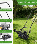 2 In 1 Rolling Lawn Aerator And Roller With Removable Gear Spikes For Easy Switch Heavy Duty Yard Tool For Grass And Soil