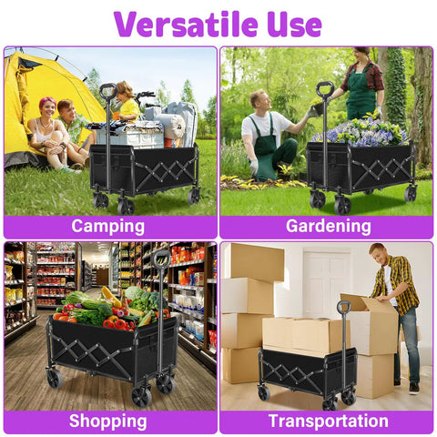 Foldable Wagon Cart With 280 Lbs Capacity, Lightweight And Easy To Carry Weighs Only 11 Lbs, used for camping, gardening, shopping, transport