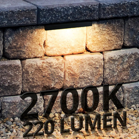 Eight Pack 6.8 Inch LED Hardscape Lights Low Voltage Waterproof Retaining Wall Outdoor Step Lighting 2700K 1.5W