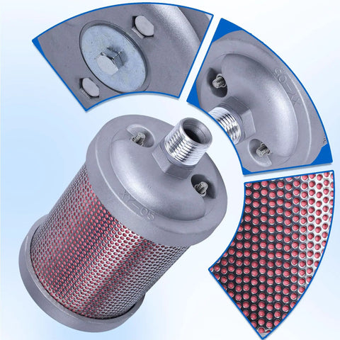 Exhaust Silencer For Air Compressors Dryers And Vacuum Pumps With One Half Inch NPT Male Connection, metal construction