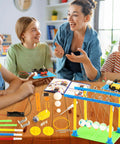 Hands On Five Model STEM Science Kit For Kids Ages 6 7 8 9 10 11 12 Featuring Telegraph Newtons Cradle Sun Earth Moon Orbit Model And More Educational Engineering Toys For Boys And Girls displayed with children learning.