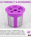 Reusable K Cups For Keurig Pods With Five Hole Design Fits MultiStream And SingleStream Coffee Makers, purple filter