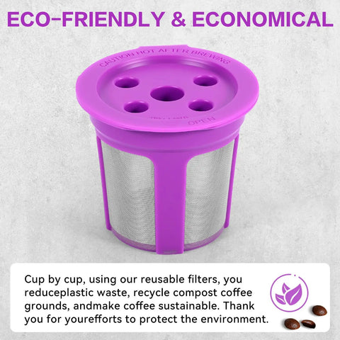 Reusable K Cups For Keurig Pods With Five Hole Design Fits MultiStream And SingleStream Coffee Makers, purple filter