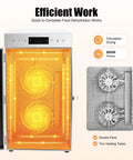 Heavy Hitter 18 Tray Food Dehydrator Machine Featuring No Sweat Touch Controls showing internal fans and heating tubes.