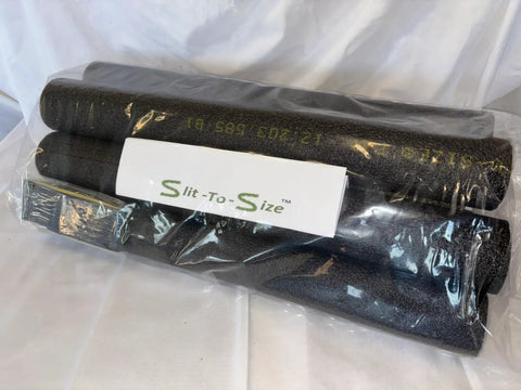 Pack of Adjustable Size Tubular Pipe Insulation Slit-To-Size 8 Sticks 18 Inch for hot and cold piping, wrapped in plastic.