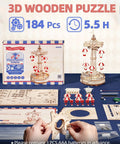 3D Wooden Puzzle Kit For Adults With LED Music Box, Buildable Wood Model, Parachute Display, A Fun DIY Gift For Teens And Adults, Must Have Christmas Toy, Easy To Follow Instructions, Great Brain Teasers, 184 pcs, 5.5 h