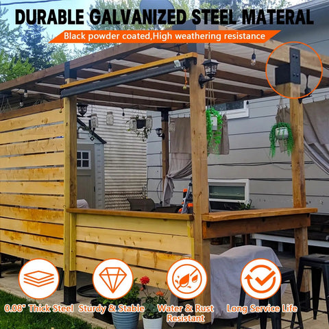 Heavy Duty Do It Yourself Pergola Bracket Kit For 4x4 Posts I Shaped Rafter Connectors With Stainless Steel Screws For Outdoor Gazebos Porches And Log Cabins 1 Pack