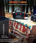 Portable Power Station 173Wh With 200W Peak 250W Surge USB C And USB A Ports on outdoor table with camera