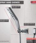 H2Okinetic Wall Mount Hand Shower With Massaging Spray And Pause Feature, Rubber Touch-Clean Spray Holes, Delta branding visible
