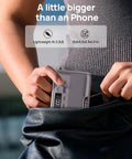 Person holding Pocket Sized Power Station With LiFePO4 Battery, 89.6Wh, 100W Continuous Output And 200W Peak next to a pocket