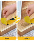 Comparison of Non Slip Tape Heavy Duty Outdoor Waterproof Safety Tape For Stairs Treads Ramps And Skateboards, yellow-black, installed on wood stairs