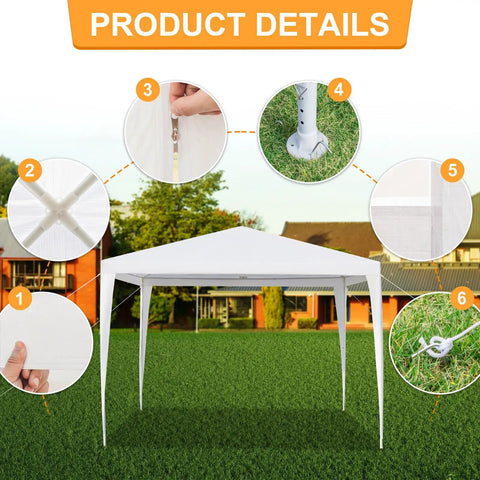 10x10 Feet Outdoor Gazebo With Detachable Sidewalls UV Blocking Waterproof Canopy Tent For Parties And Weddings shown outdoors