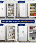 Rolling Metal Garage Storage Cabinet With Locking Doors And Wheels Tough As Nails Tool Locker With 3 Adjustable Shelves For Garage Office Home Or Gym White in different environments like kitchen, garage, living room, and office.