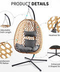 Egg Chair With Stand Outdoor Patio Wicker Swing Chair For Balcony Garden Cozy Lounge 350 Lbs Capacity Cushioned Ergonomic Design