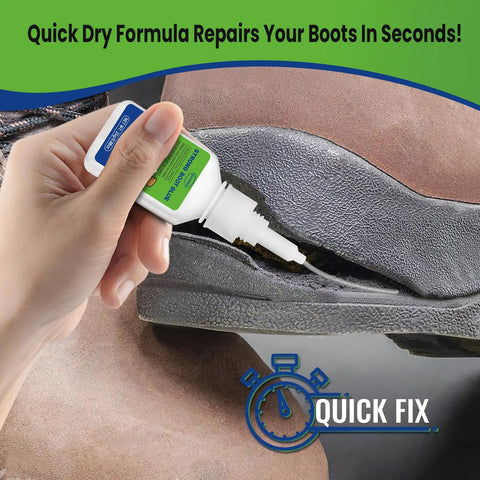 Waterproof Cowboy Boots Glue For Muck And Hiking Shoes, Suede Repair Adhesive With Quick Set Bond applied to shoe sole