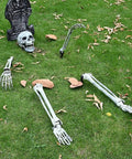 Graveyard Groundbreaker Skeleton Set With Realistic Skull And Arm Stakes For Outdoor Halloween Yard Decor Spooky Lawn Display 5 Piece Skeleton Bones And Skulls Prop Kit on grass