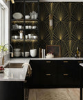 Removable Peel And Stick Black And Gold Geometric Wallpaper For Walls And Interiors Boss Level Luxury Gold Stripe Contact Paper