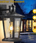 Outdoor Wall Lights With Motion Sensor Black Porch Lighting weather resistant in rain with illuminated glass fixture