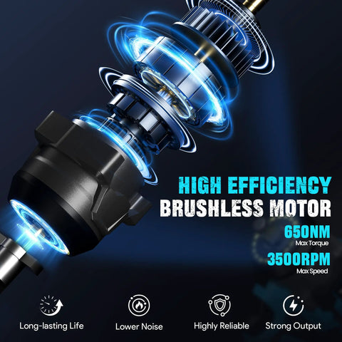 Cordless Impact Wrench Brushless Motor Brings Badass 480 Ft Lbs Torque And 3500 Rpm Speed with high efficiency components